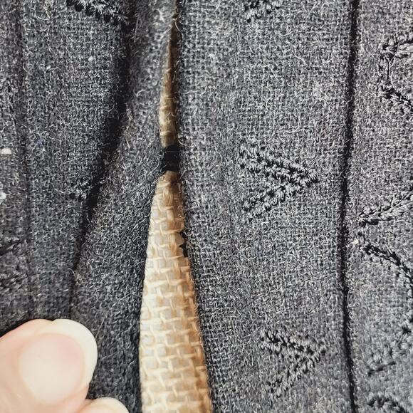 Chico's Recycled Wool Embroidered Pleated High Neck Charcoal Gray Blazer Size L - Picture 6 of 12